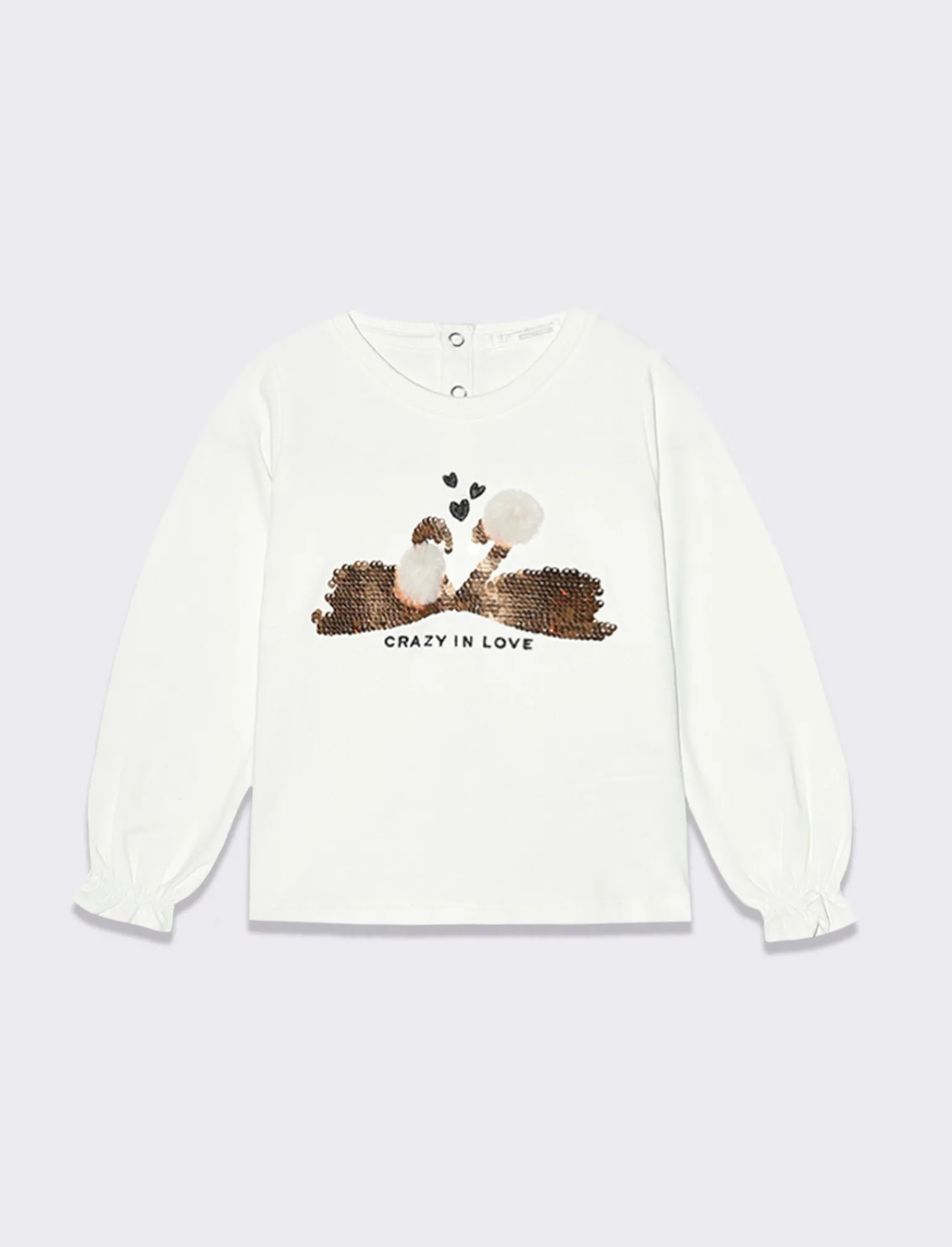 Piazza Italia Neonata<T-shirt in jersey con paillettes e pon pon - panna