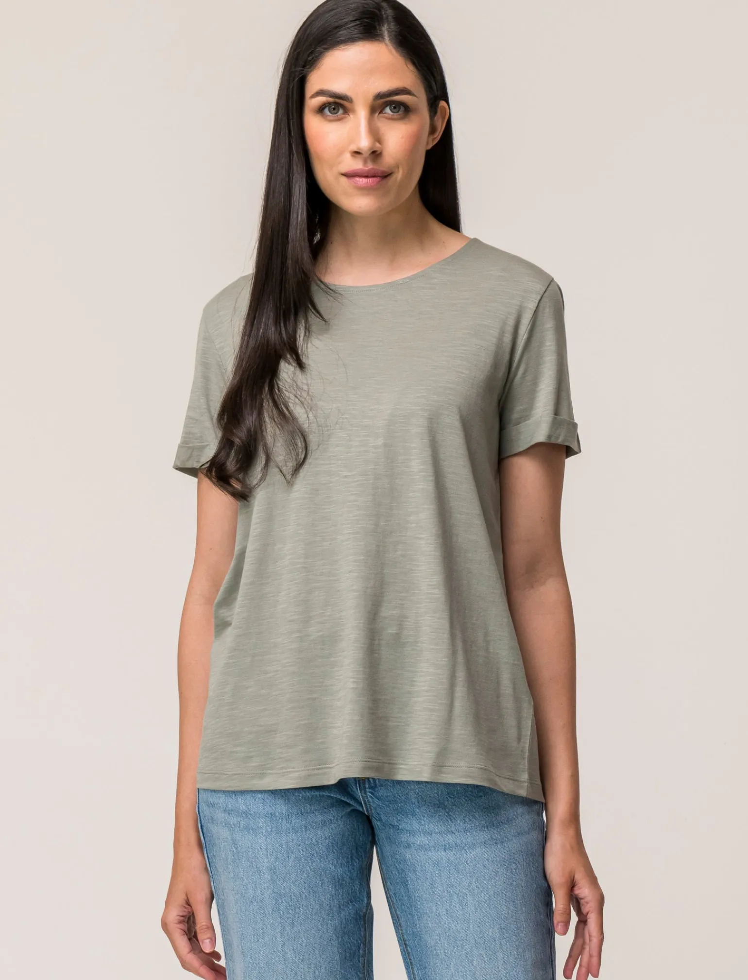Donna Piazza Italia Donna | T-Shirt E Top<T-shirt mezza manica in cotone modal effetto slub, vestibilità regular - Verdino