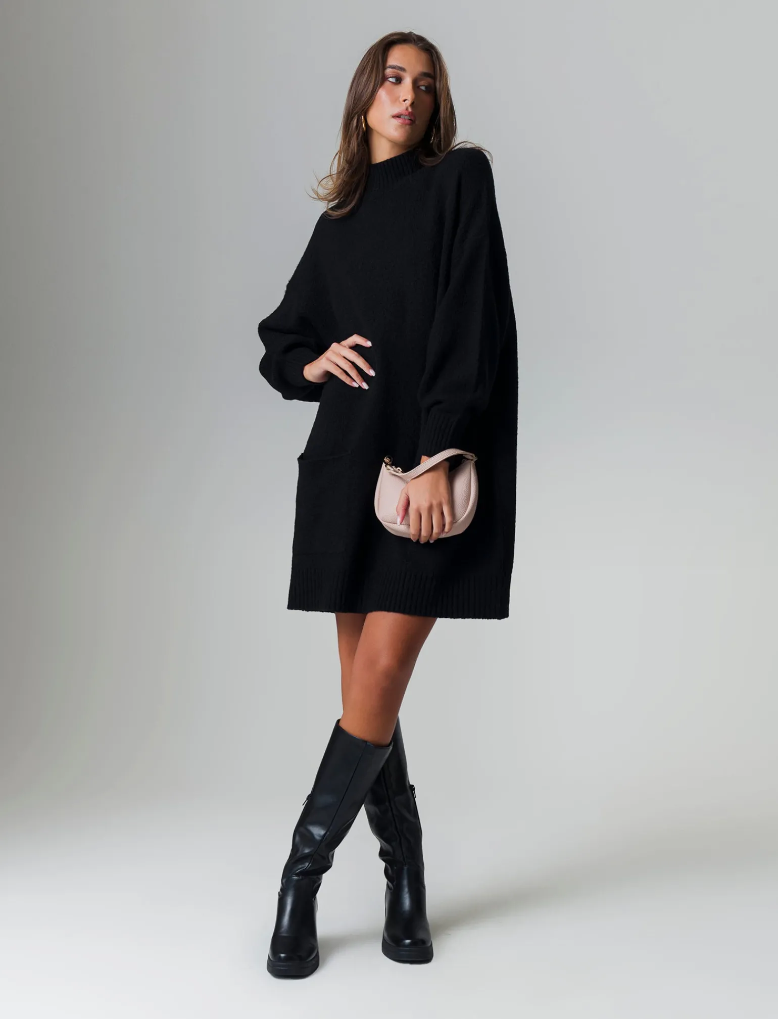 Donna Piazza Italia Donna | Abiti E Tute<Vestito corto maxipullover mezzo collo e manica lunga -
