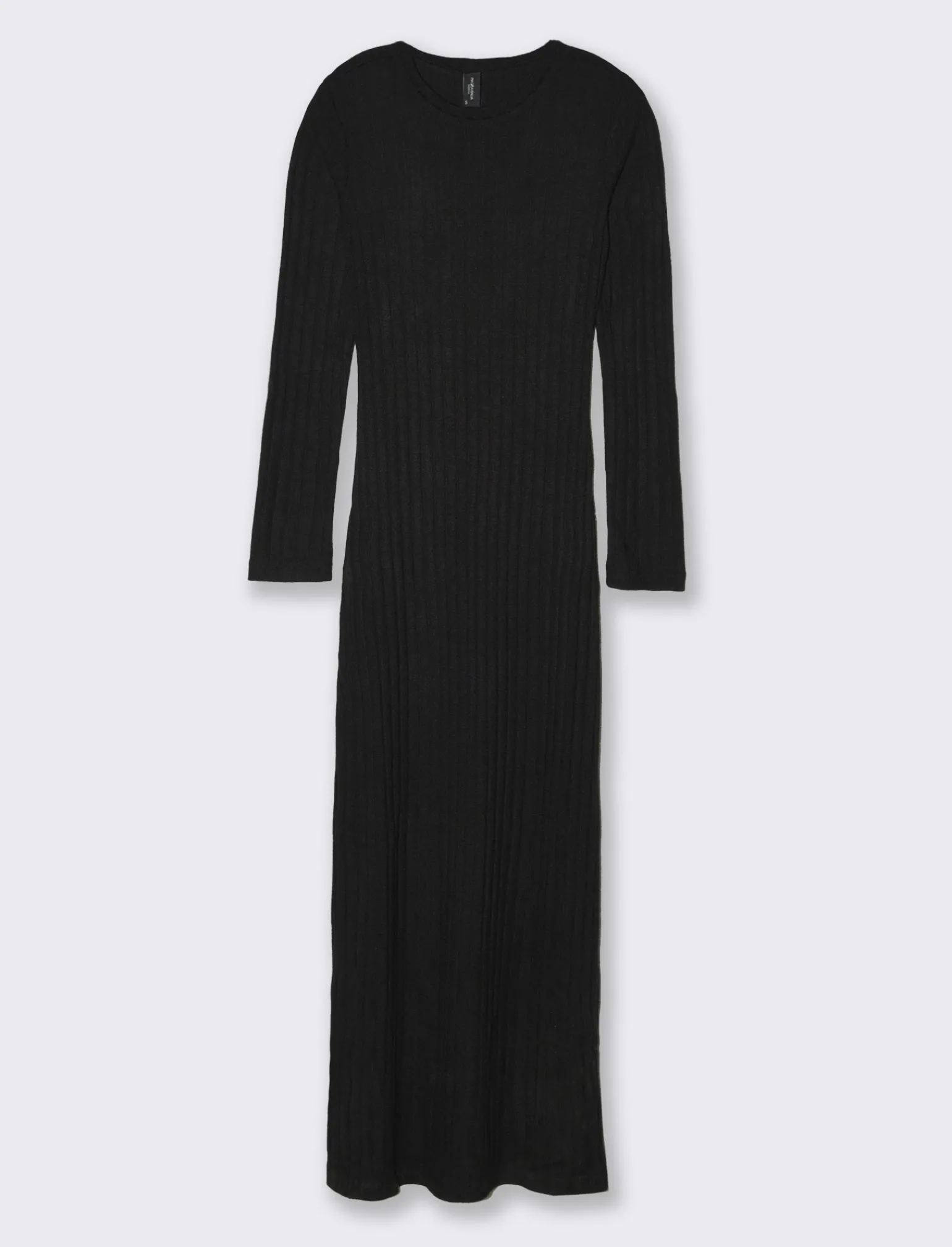 Donna Piazza Italia Donna | Abiti E Tute<Vestito lungo con girocollo e manica lunga tessuto tipo maglina a coste larghe - Nero