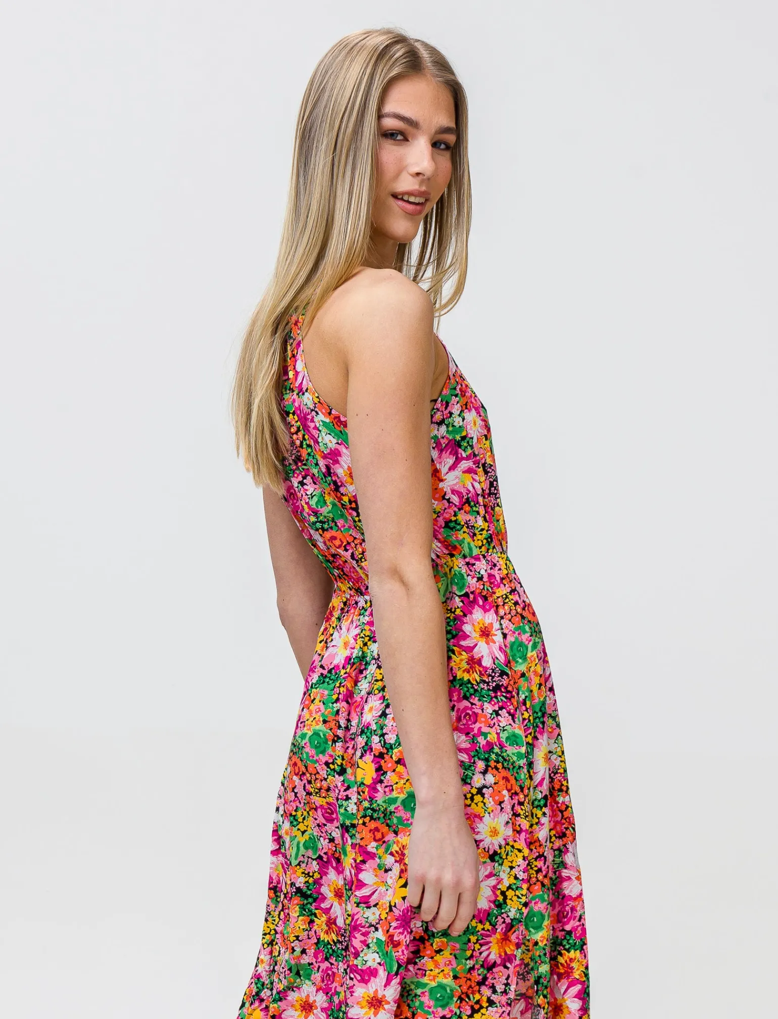Donna Piazza Italia Donna<Vestito lungo fantasia con elastico in vita - var 1