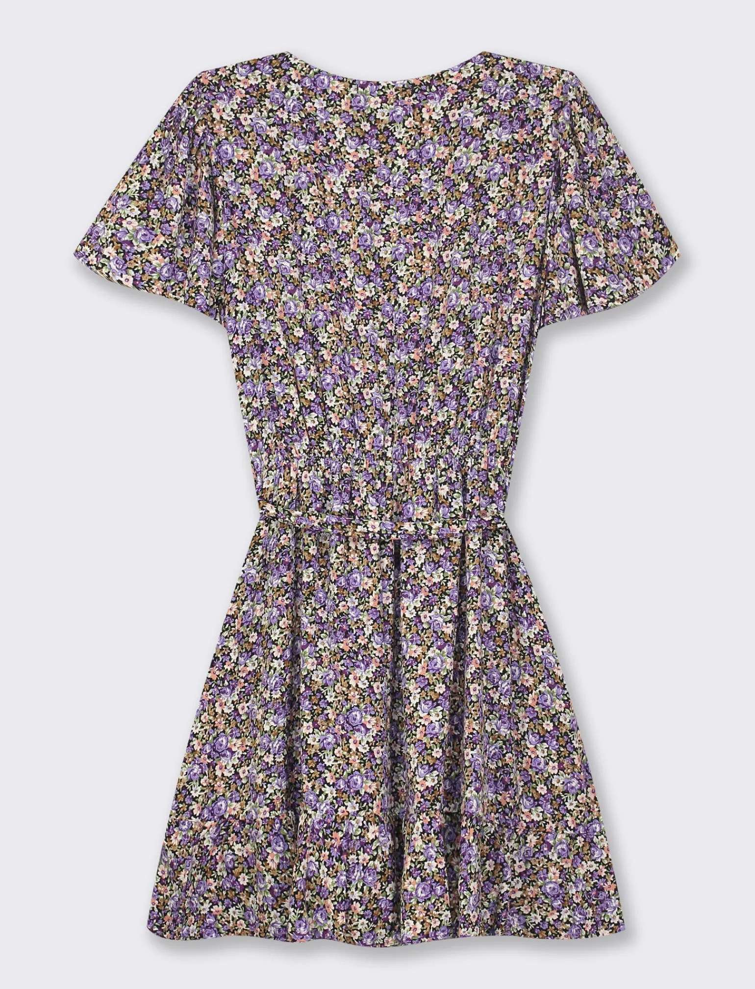 Donna Piazza Italia Donna | Abiti E Tute<Vestito mini stampato con rouches sul fondo e su manica, fusciacca in tessuto in vita - var 2
